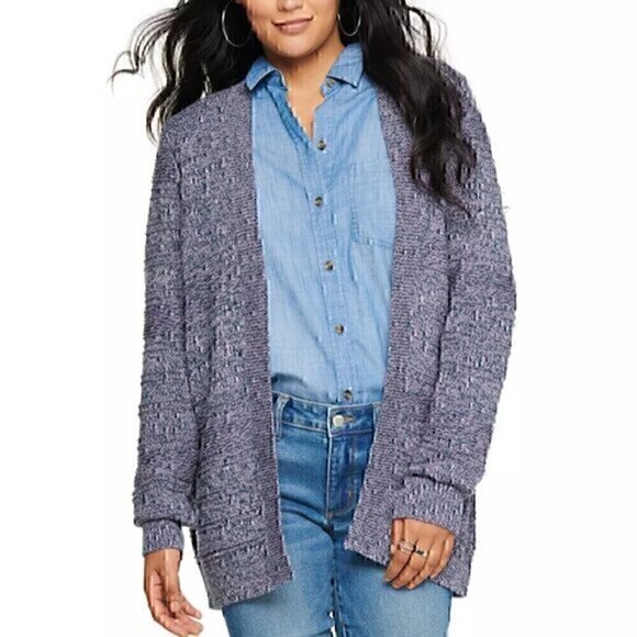 NEW NWT SONOMA Allover Stitch Cardigan Teal Lilac Lavender Pink Open Sweater XS - Picture 1 of 14